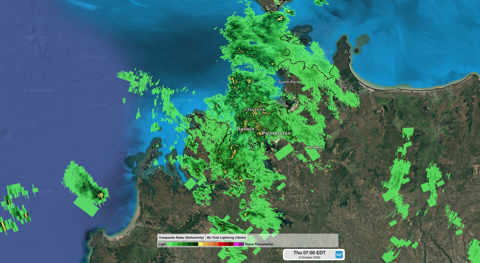 Nearrecord October rain in Darwin